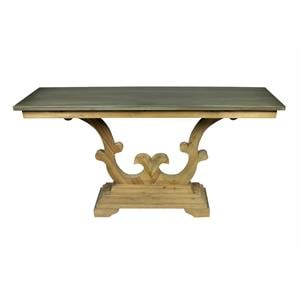 Manhattan Beach Arch Solid Wood Console Table in Natural with Zinc Top
