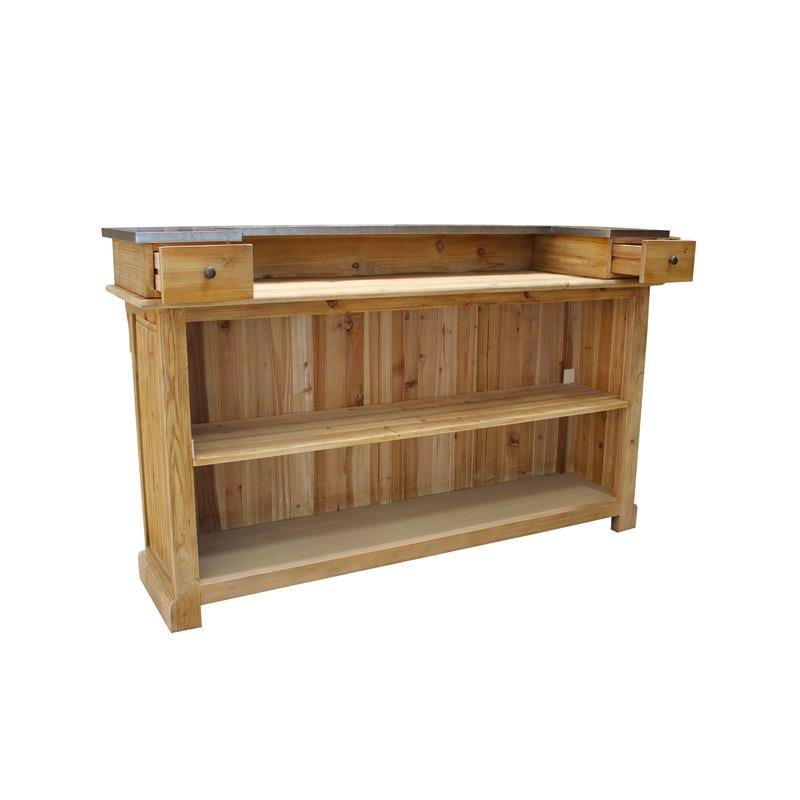 Manhattan Beach Solid Wood Kai Bar in Natural with Spot-Resistant Zinc Top