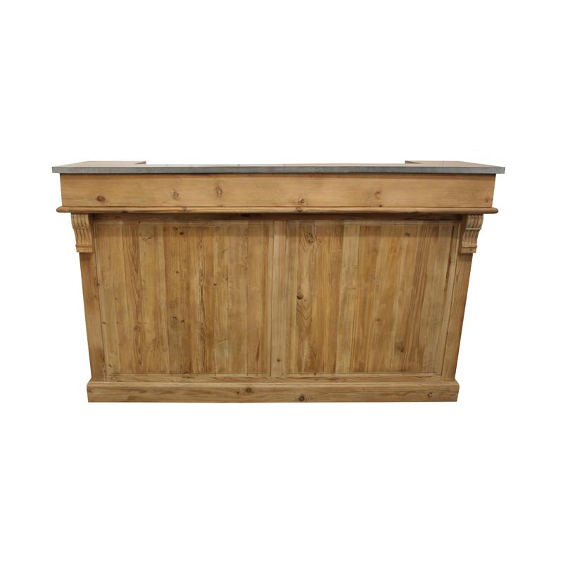 Manhattan Beach Solid Wood Kai Bar in Natural with Spot-Resistant Zinc Top