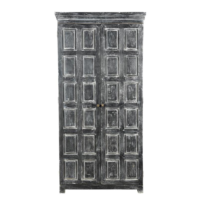 Martin Solid Wood 2 Door Cabinet in Distressed Gray Finish