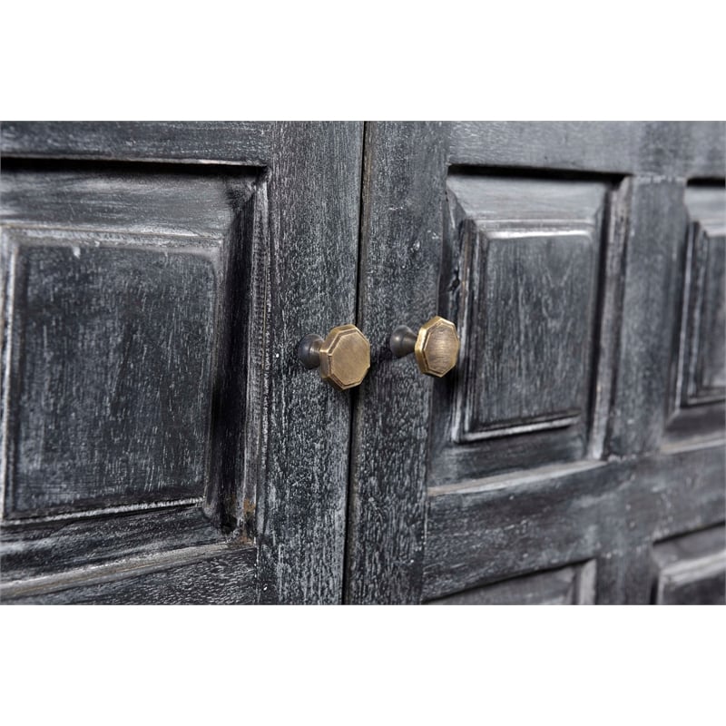 Martin Solid Wood 2-Door Sideboard in Distressed Gray Finish