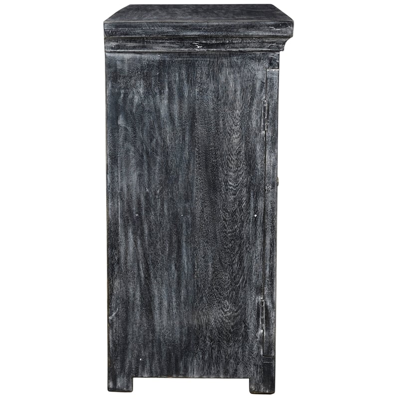 Martin Solid Wood 2-Door Sideboard in Distressed Gray Finish