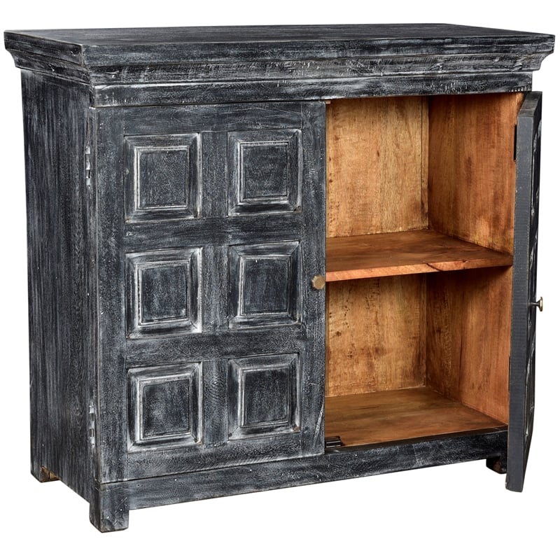 Martin Solid Wood 2-Door Sideboard in Distressed Gray Finish