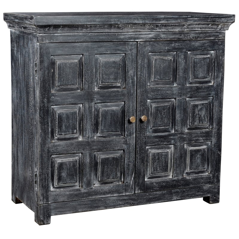 Martin Solid Wood 2-Door Sideboard in Distressed Gray Finish