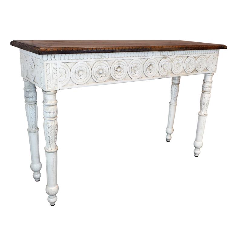 Bay Solid Wood Hand Carved Console Table in Brown