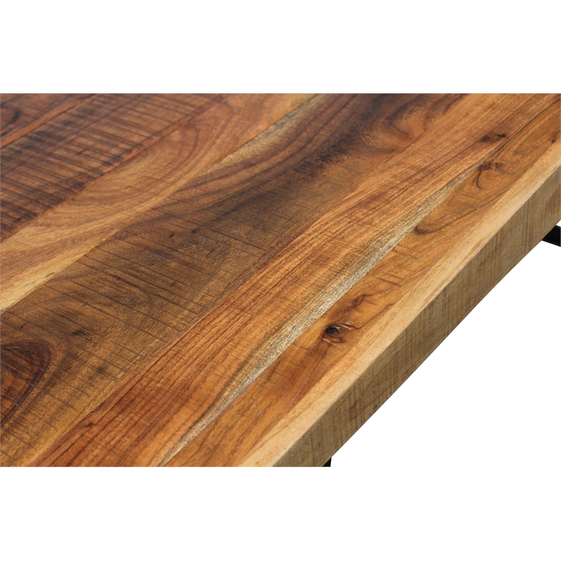 Anaheim Dining Table in Modern Natural Finish on Solid Wood with Iron Base