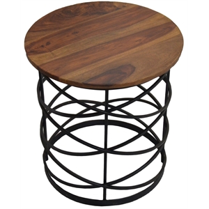 anaheim side table in contemporary dark wood finish on solid wood with iron base