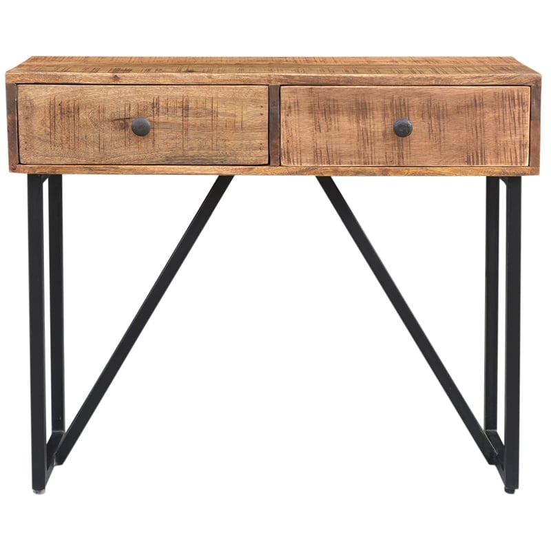 Anaheim 2-Drawer Console Table in Contemporary Natural Finish on Solid Wood
