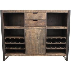 Gail Wine Bar and Console in Farmhouse Dark Wood Finish Solid Wood