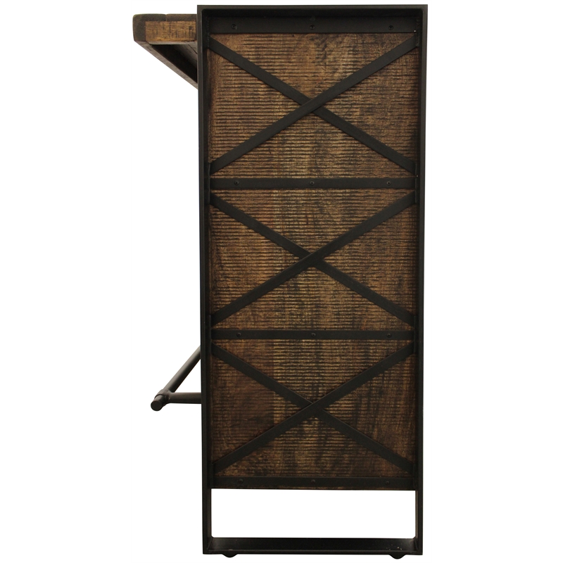 Gail Wine Bar and Console in Farmhouse Dark Wood Finish Solid Wood