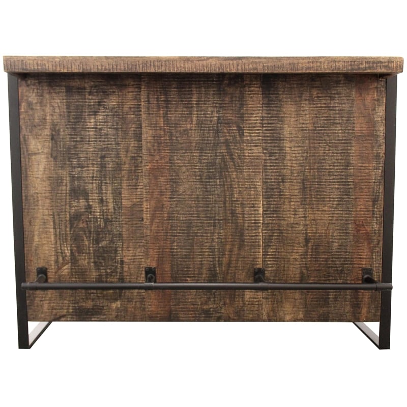 Gail Wine Bar and Console in Farmhouse Dark Wood Finish Solid Wood