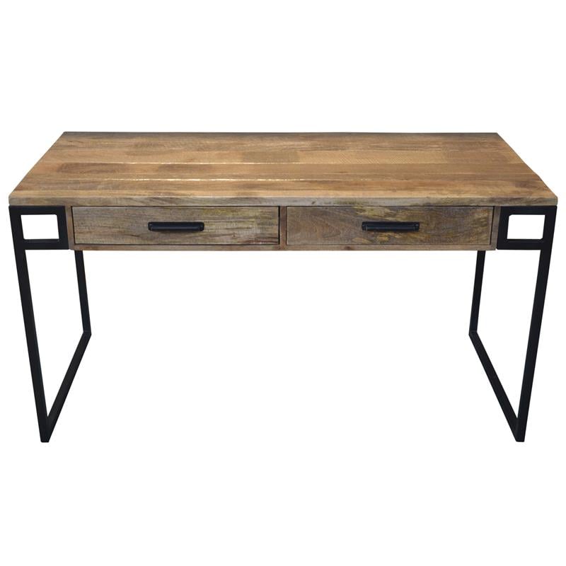Anaheim Katy 2-Drawer Writing Desk in Modern Natural Finish on Solid Wood