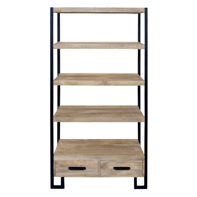 Anaheim Katy 2-Drawer Bookcase in Modern Brown Finish on Solid Wood