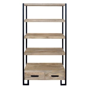 Anaheim Katy 2-Drawer Bookcase in Modern Brown Finish on Solid Wood