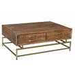 Goldbust Solid Wood Cocktail Table in Natural on Iron Base