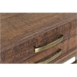 Goldbust Solid Wood Console Table in Natural with Brass-Finished Iron Base