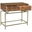 Goldbust Solid Wood Console Table in Natural with Brass-Finished Iron Base