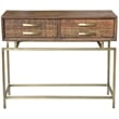 Goldbust Solid Wood Console Table in Natural with Brass-Finished Iron Base