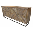 Maddy Solid Wood Sideboard on Brass-Finished Iron Frame in Natural