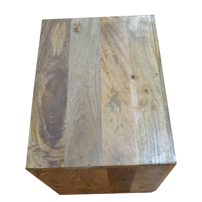 Harlow Solid Wood Nightstand on Brass-Finished Iron Frame in Natural