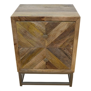 maddy solid wood nightstand in natural on brass-finished iron frame