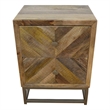 Maddy Solid Wood Nightstand in Natural on Brass-Finished Iron Frame