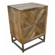 Maddy Solid Wood Nightstand in Natural on Brass-Finished Iron Frame