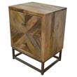 Maddy Solid Wood Nightstand in Natural on Brass-Finished Iron Frame