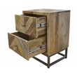 Maddy Solid Wood Nightstand in Natural on Brass-Finished Iron Frame