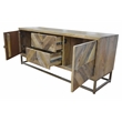 Maddy Solid Wood Media Console in Natural on Brass-Finished Iron Frame