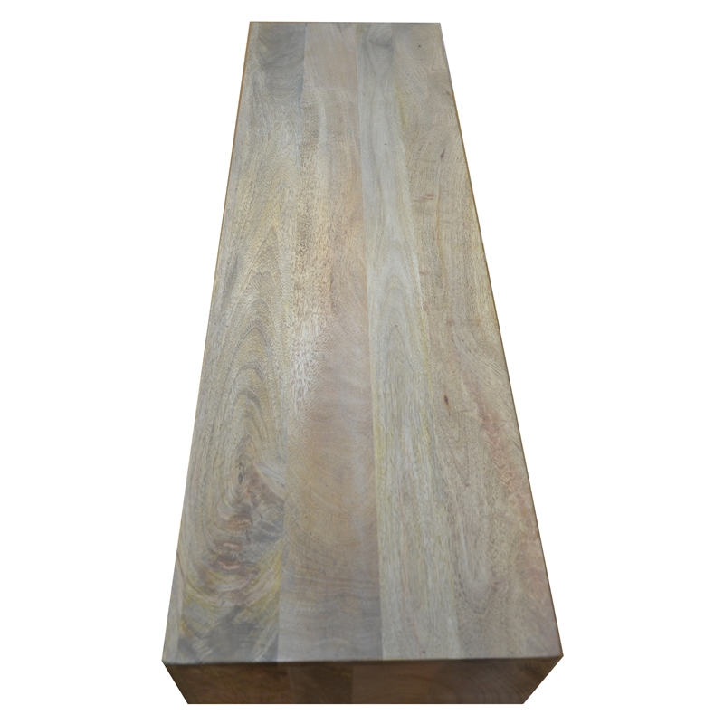 Maddy Solid Wood Media Console in Natural on Brass-Finished Iron Frame