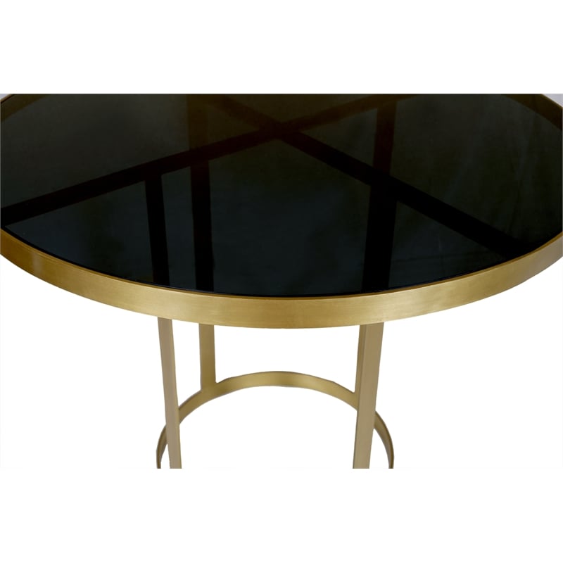 Margot Dining Table on Cast Iron Frame in Metallic Gold Finish with Glass Top