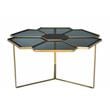 Mariel Coffee Table on Cast Iron Frame in Metallic Gold Finish with Glass Top