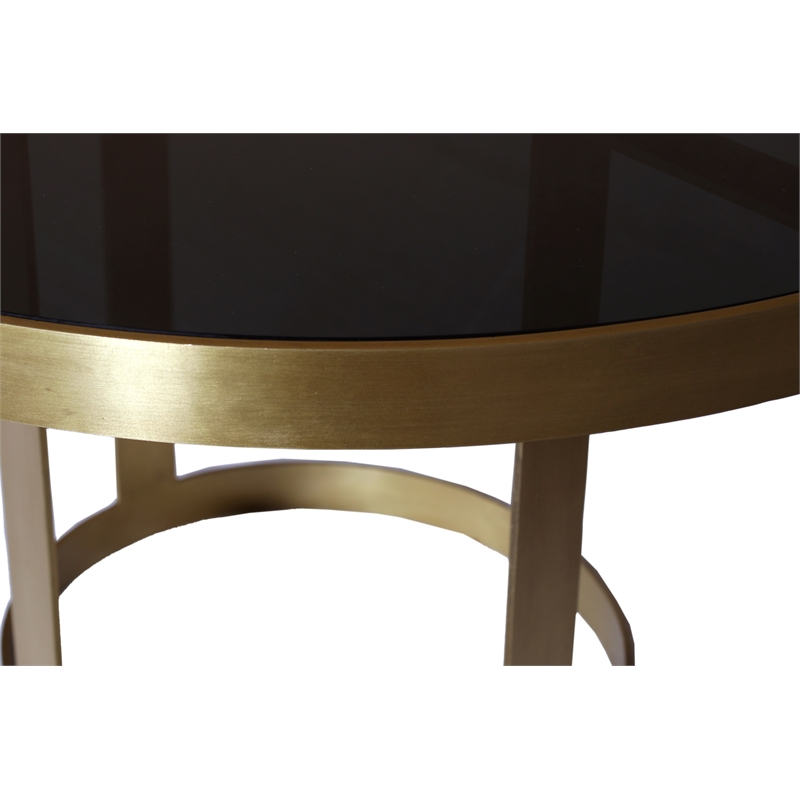 Margot Cocktail Table on Cast Iron Frame in Metallic Gold Finish with Glass Top
