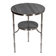 Dharma Side Table on Cast Iron Frame in Satin Nickel Finish with Gray Marble