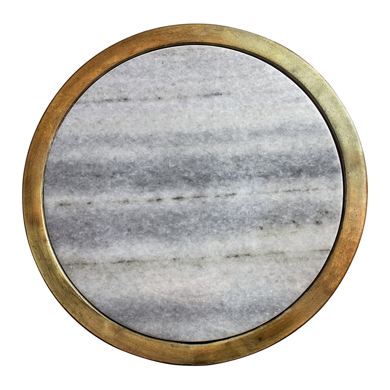 Delilah Side Table on Cast Iron Frame in Gold Finish with Gray Marble (Set of 2)