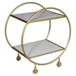 Millie Bar Cart - 2 Tiers of Marble on Cast Iron Frame in Metallic Gold Finish