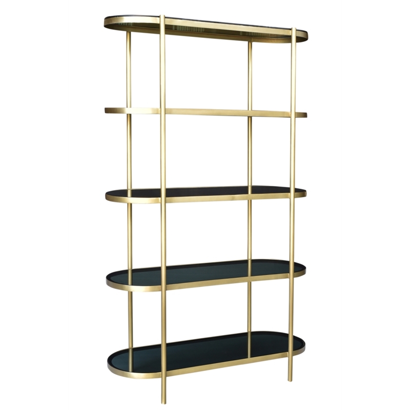 Monique Etagere with Cast Iron frame in Metallic Gold w/ Tempered Smoked Glass