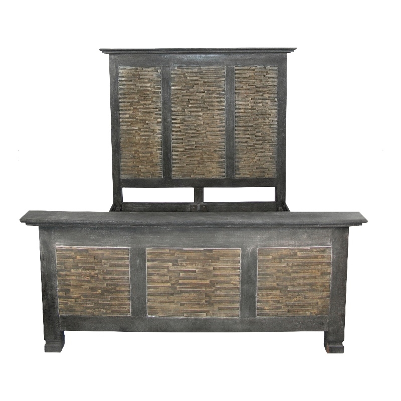Urban Solid Wood Wicker/Rattan California King Bed in Espresso