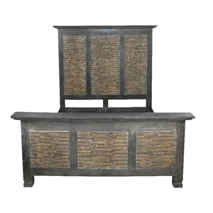 Urban Solid Wood Wicker/Rattan California King Bed in Espresso