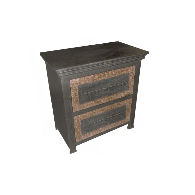 Urban Solid Wood Nightstand with 2 Drawers in Brown
