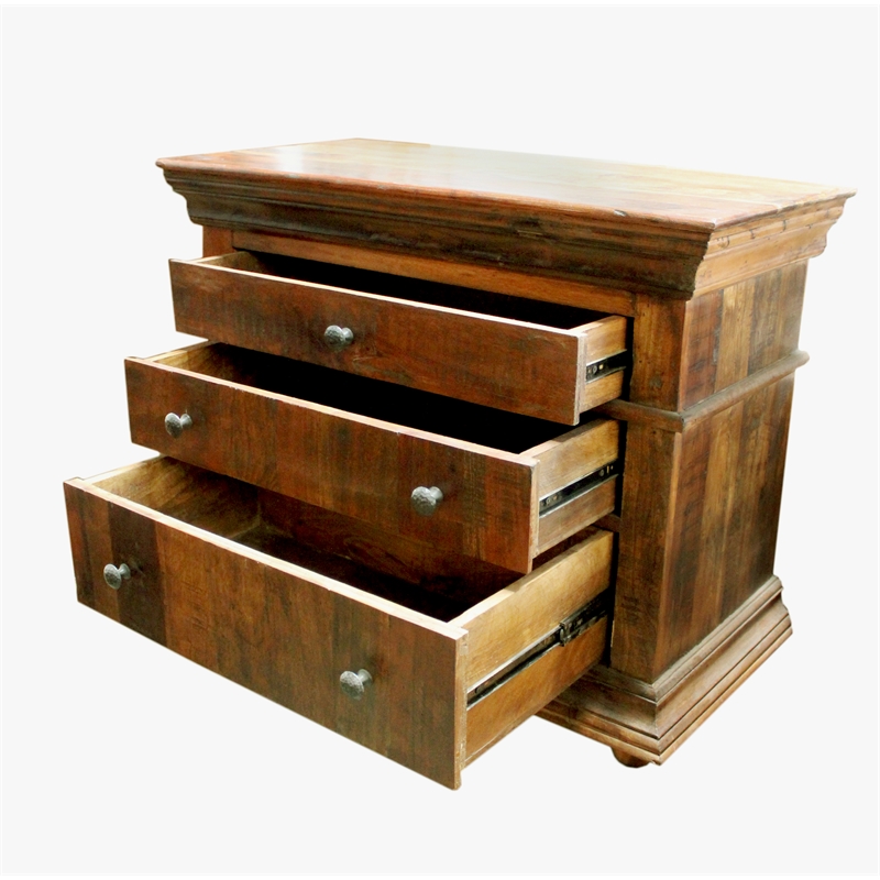 Sedalia Solid Wood 3-Drawer Nightstand in Natural Finish