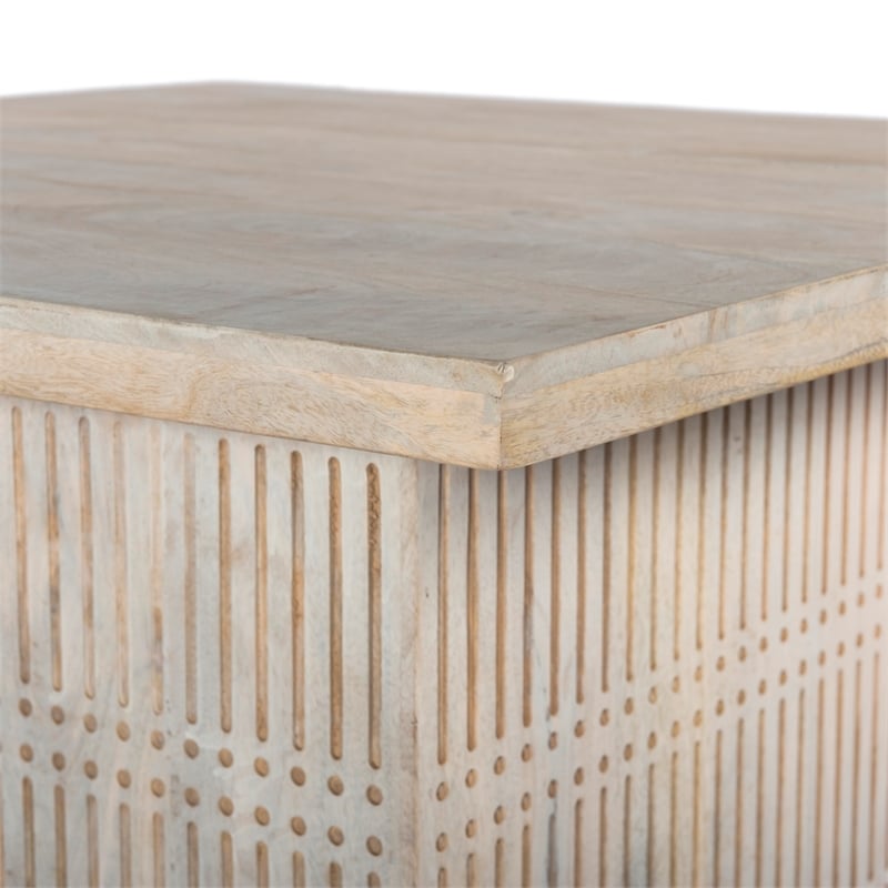 Sarah Solid Wood Storage Cocktail/Coffee Table in Brushed Ivory Finish