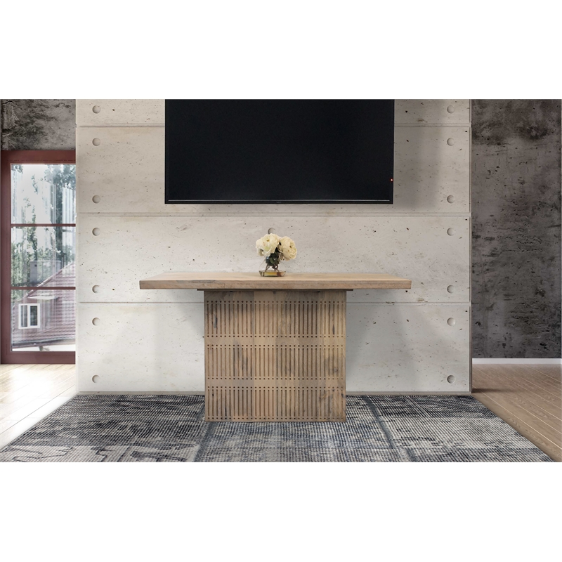 Sarah Solid Wood Console Table in Brushed Ivory Finish