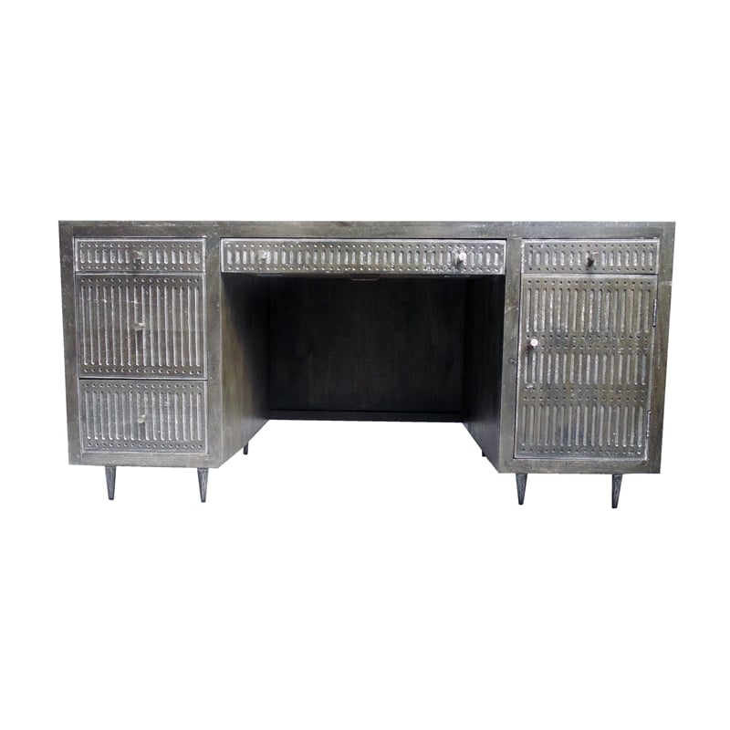 Sarah Solid Wood Executive Desk in Antique Brown Finish