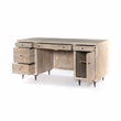 Sarah Solid Wood Hand-Carved Executive Desk in Brushed Ivory Finish