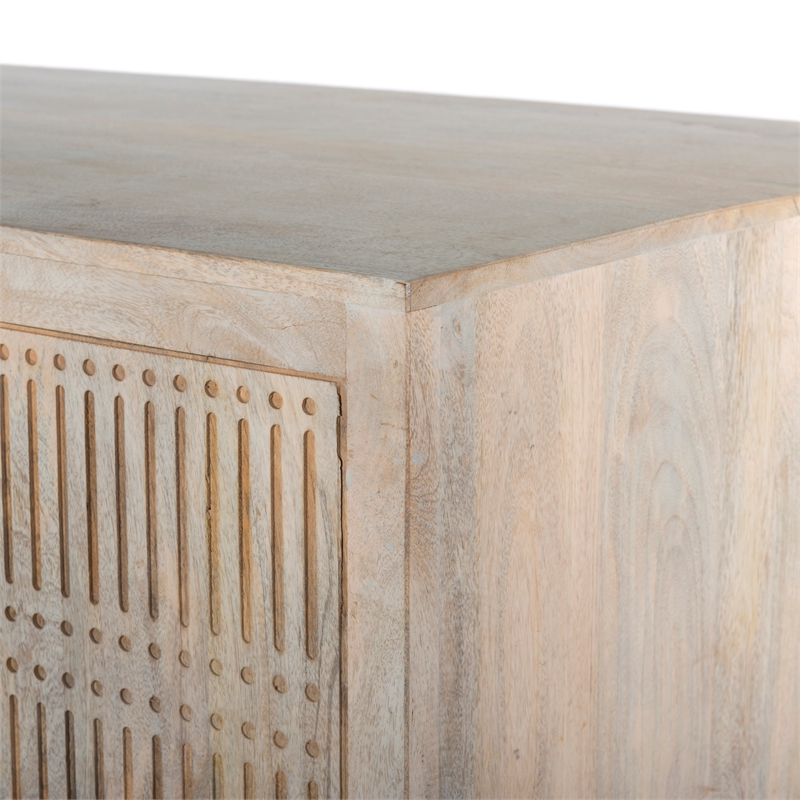 Sarah Solid Wood Hand-Carved Executive Desk in Brushed Ivory Finish