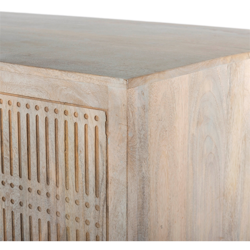 Sarah Solid Wood Hand-Carved Executive Desk in Brushed Ivory Finish
