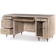Sarah Solid Wood Hand-Carved Executive Desk in Brushed Ivory Finish