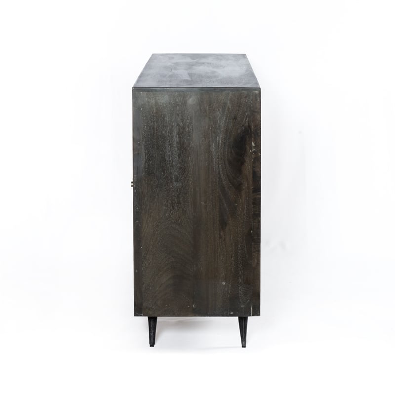 Sarah Solid Wood 4 Door Sideboard in Antique Brown Finish